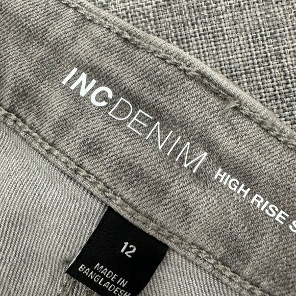 NEW! INC International Concepts Shorts High Rise Frayed Hem Denim Gray 12 Cotton - Picture 10 of 16